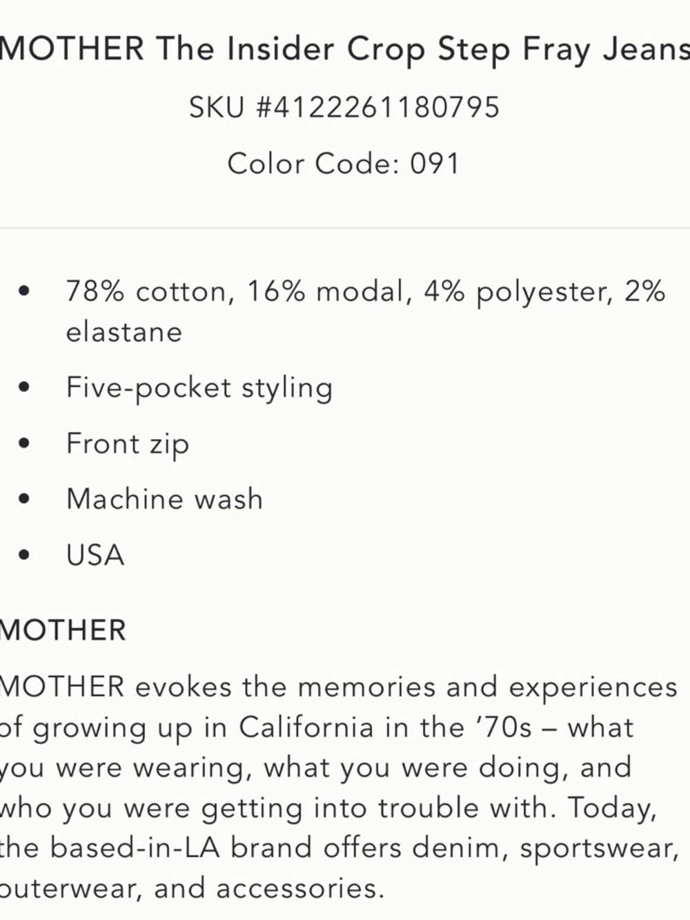 NWT MOTHER THE INSIDER CROP STEP FRAY JEAN COLOR OFF LIMITS SIZE 29P - Picture 12 of 12